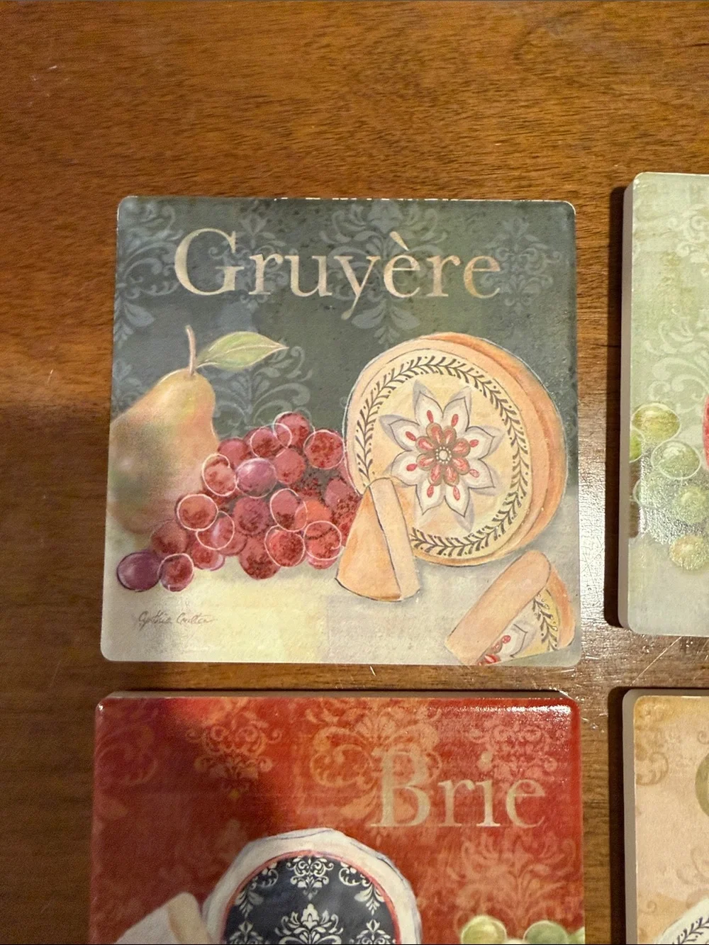 Cheese-Themed Ceramic Coasters Set - Multicolor
